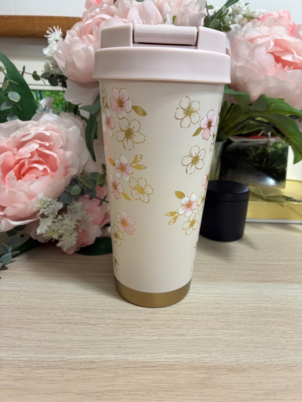 Starbucks Sakura Japan 2026 Floral 16oz Tumbler - Pink & Gold Cherry Blossom - Picture 2 of 5